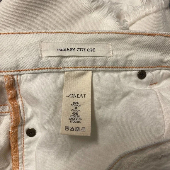 NWT THE GREAT The Easy Cut Off Shorts - White Bleach Wash Denim Slouchy - Picture 8 of 10